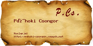 Páhoki Csongor névjegykártya